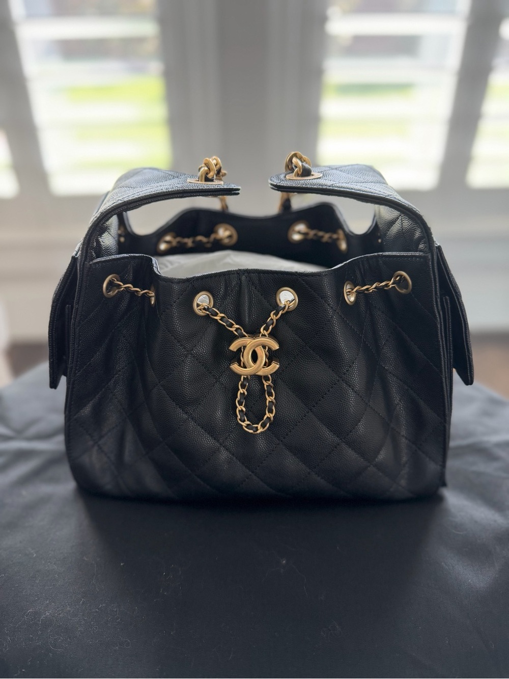 CHANEL 25 Bag Small Black Gold Hardware NEW Authentic